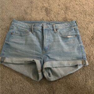 light blue denim shorts